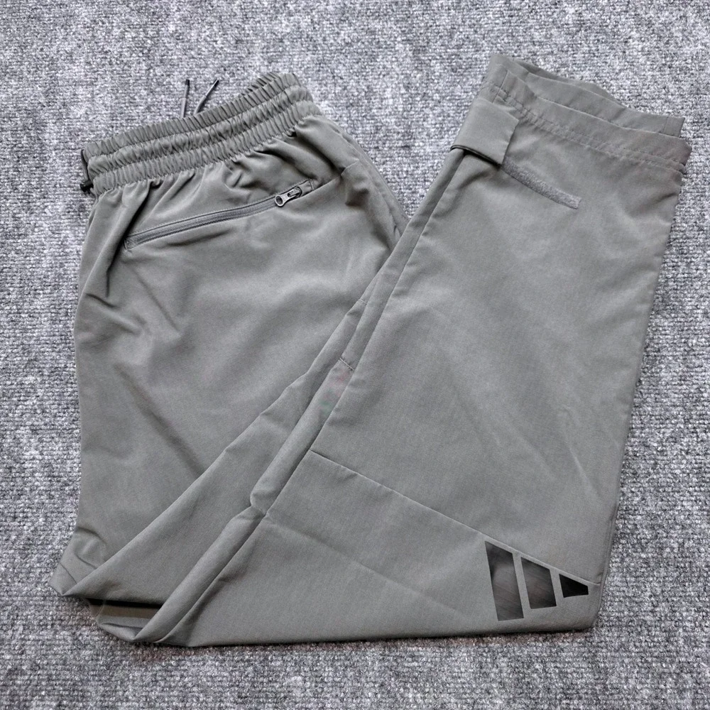 Adidas Men's Large Grey Ripstop Athletic Adjustable Ankle Strap Hiking Pants